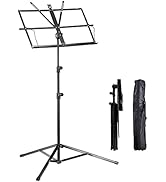 PrimeCables 2 in 1 Sheet Music Stand with Carrying Bag Portable Adjustable Folding Tripod Base Me...