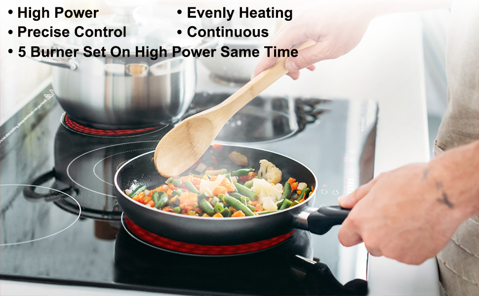 ecotouch 36 inch electric cooktop 5 burner built in high power