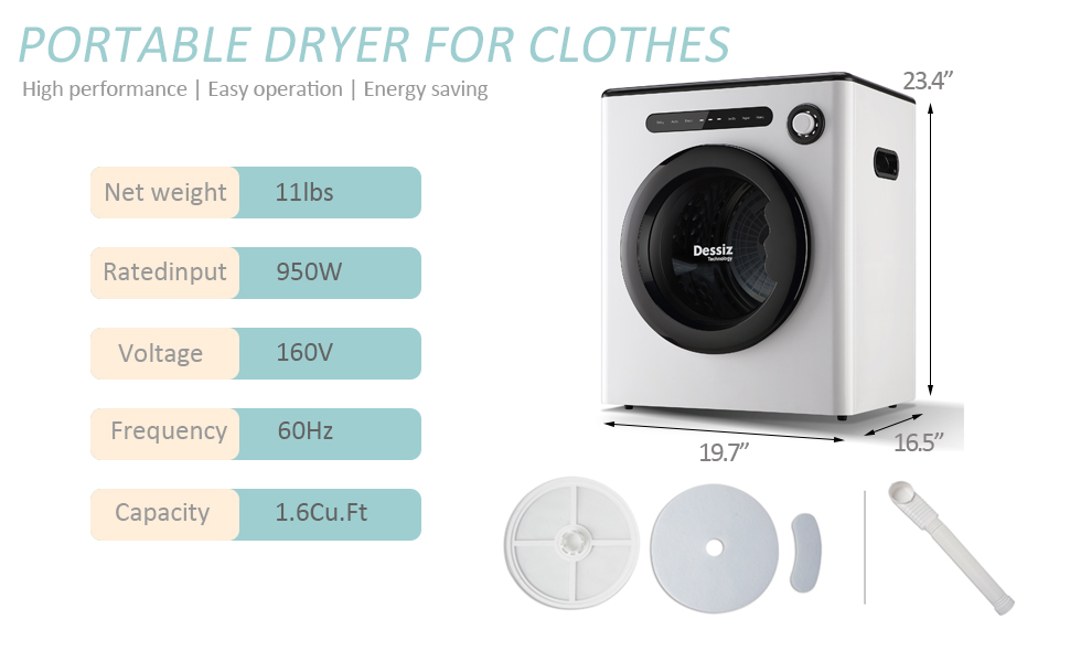 Amazon.com: Dessiz 110V 11lbs Portable Clothes Dryer 950W