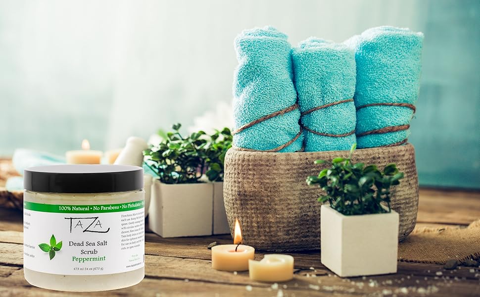 Spa Background with Peppermint Salt Scrub