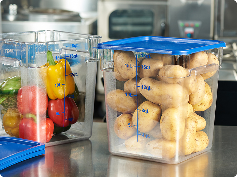 CURTA 4 Pack Food Storage Containers with Blue Lids NSF