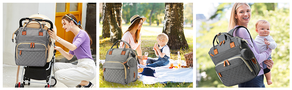 Towwoo Sac à Dos à Langer pour bébé, Sac de Voyage avec Lit de Bébé  Portable, 35L Grande Capacité Sac de Maternité, Sac à Couches Multifonction  avec 2 Sangles de Poussette et