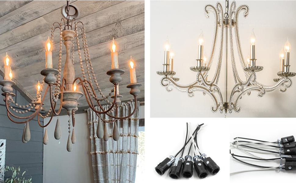 EFINEHOME 5 Pack Candle Candelabra Base Lamp Holder Light Socket, UL