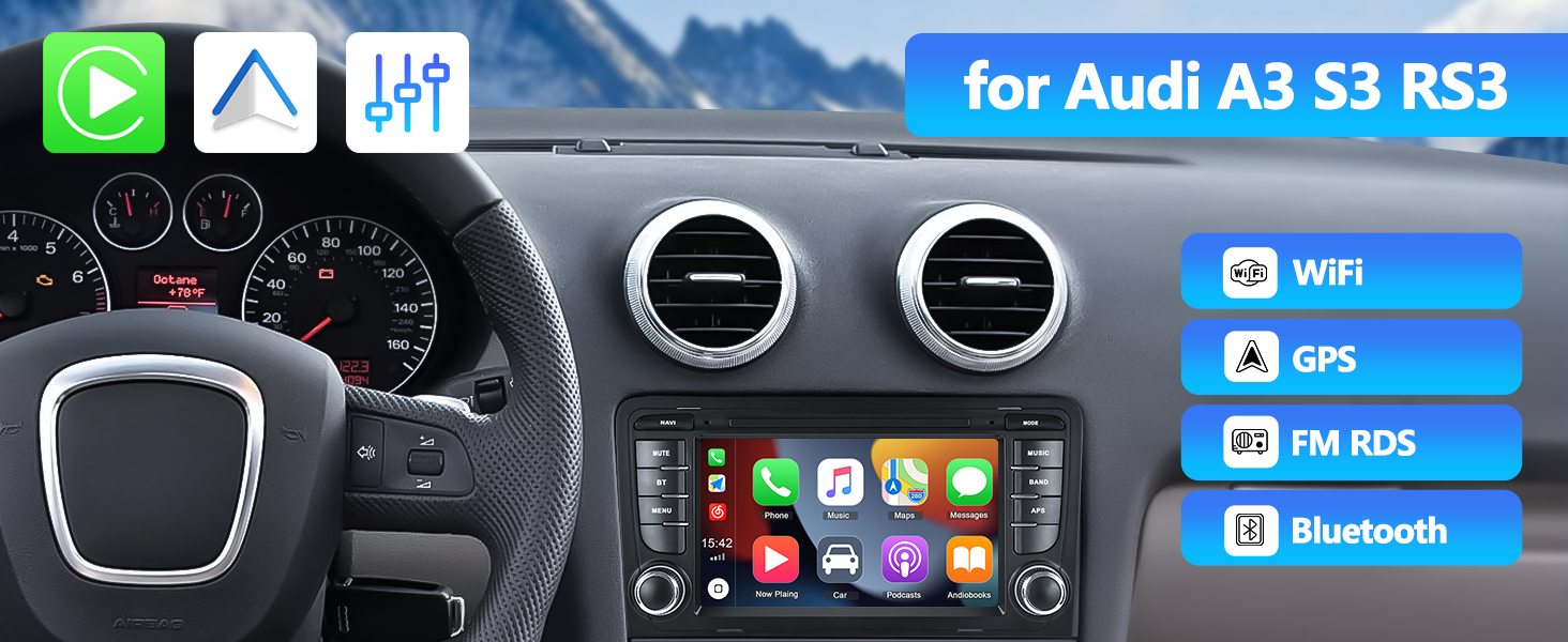 7 Inch HD Touchscreen Android 11 Car Stereo for Audi A3 S3 RS3 Car Radio Wireless