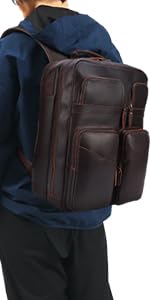 新品　半額　TIDING ムラ染め ガマ口 リュック 本革 Amazon.co.jp: [TIDING] ムラ染め ガマ口 リュック メンズ 本革