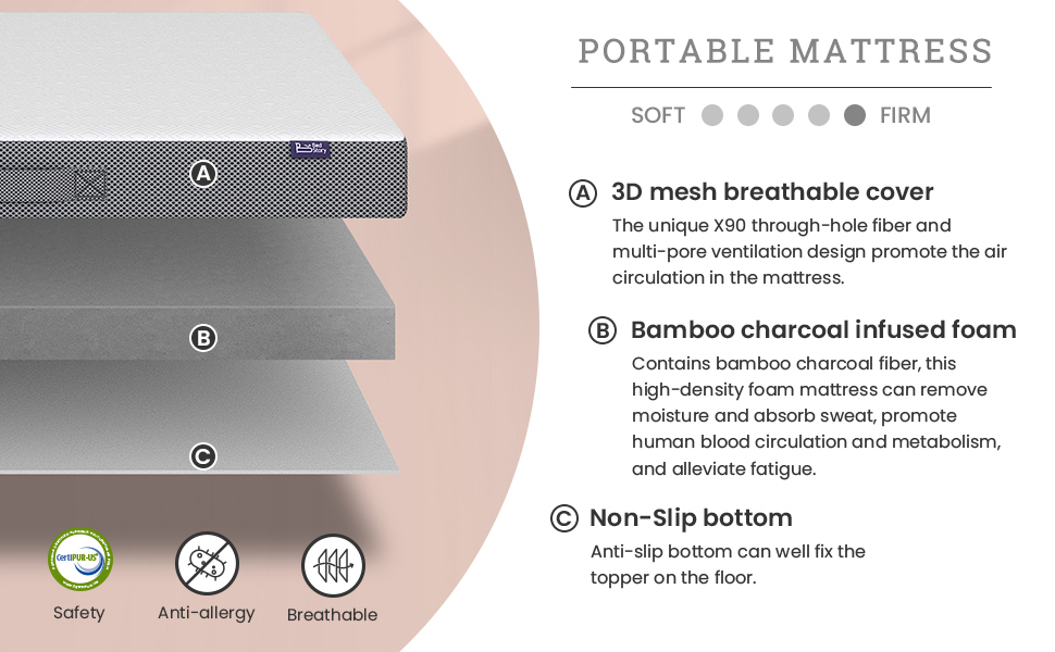 BedStory Folding Mattress with Carry Bag, Tri Fold Memory