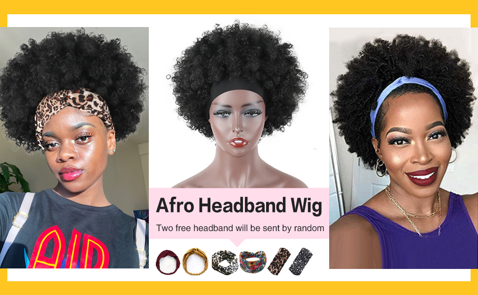 LEOSA Afro Headband Wig
