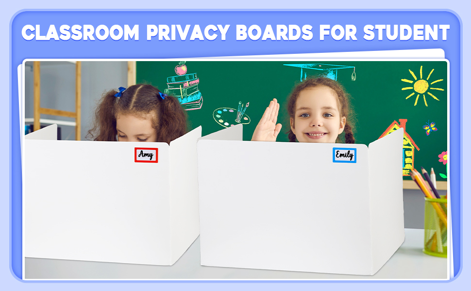 Classroom Privacy Boards for Student Desks Plastic Folders Shields Test Dividers