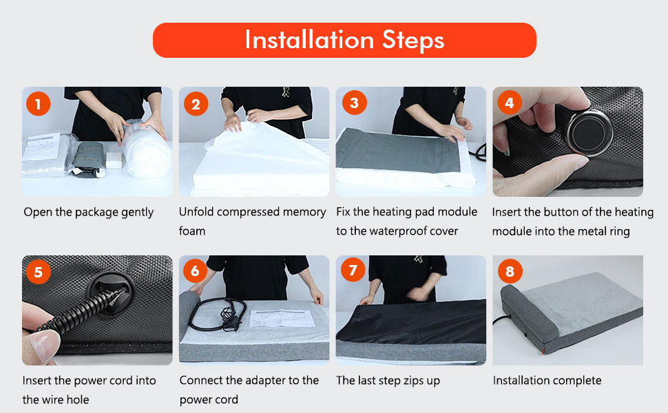 mocobd Heated Dog Bed,Heating pad Orthopedic Dog Bed with