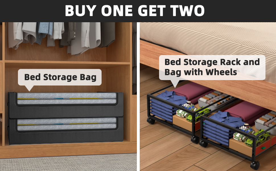 Skycarper Under Bed Clothes Storage with Wheels, Blanket