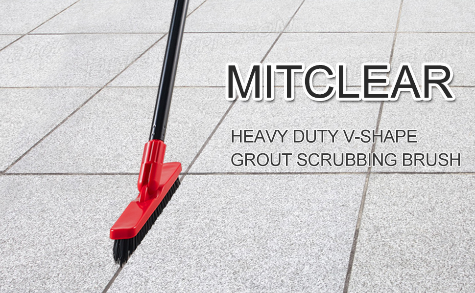 Mitclear VShape Grout Scrubbing Brush with Long Handle