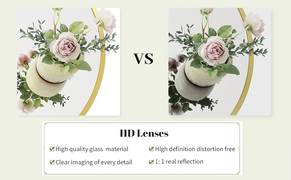 BEAUTYPEAK 24 Inch Round Mirror, Black Metal Frame Circle Mirror, Wall