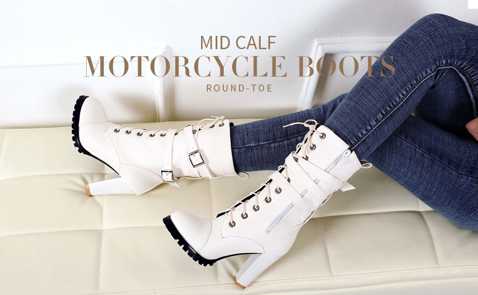 ●CLU?MOBB Amazon.com | Caradise Womens Lace Up Mid Calf Goth Chunky