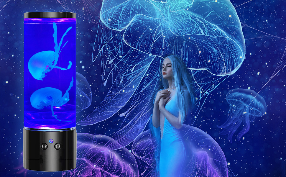LAMZZP Jellyfish Lamp Liquid Lamp,Jellyfish Lamps for Adults and Kids, Table Lamp Remote Control