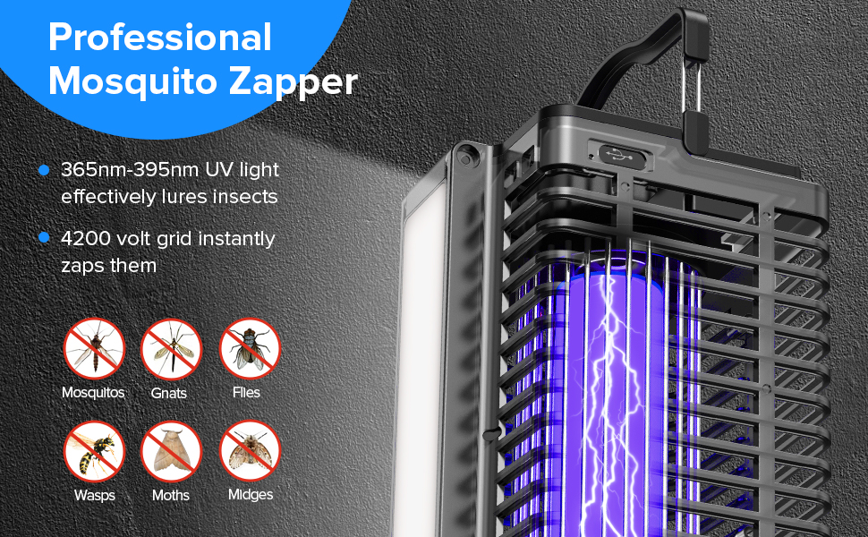 Bug Zapper Outdoor Indoor, Solar Mosquito Zapper with