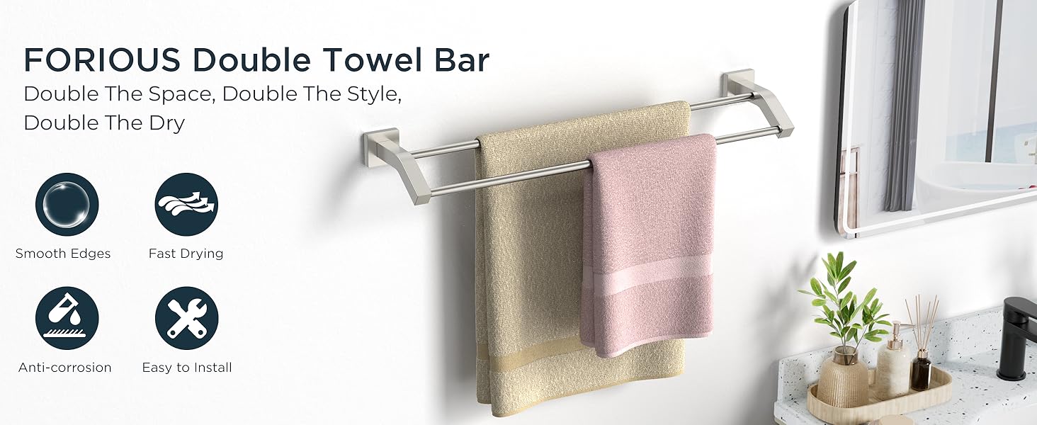 double towel bar for bathroom wall