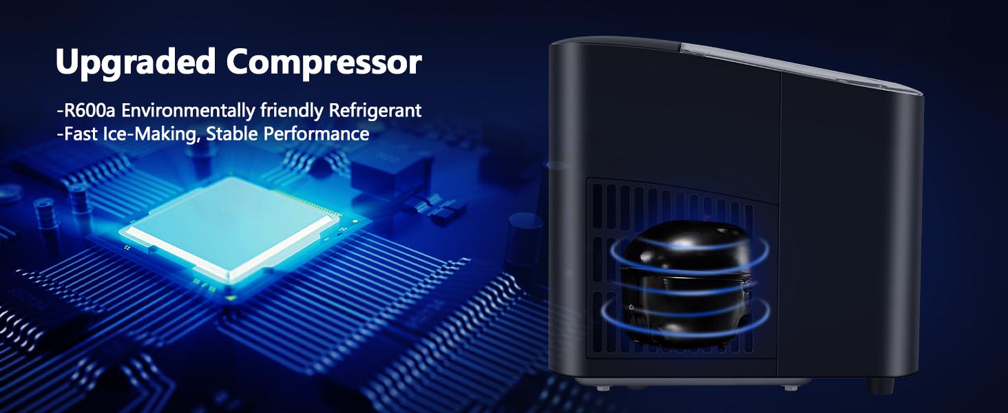 KUMIO Ice Makers Countertop, Portable Compact Ice Maker, 2 Sizes of