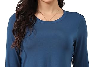 Crew Neck T Shirts for Women Long Sleeve Tunic Tops Tees Tshirt wit Side Slit