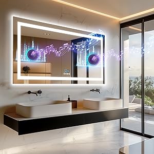 Amazon.co.jp: Susire 洗面鏡 音楽再生機能付き 70cm×140cm led