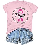 Breast Cancer Shirt Women Breast Cancer Awareness Shirts Pink Ribbon T-Shirt Cancer Survivor Shor...