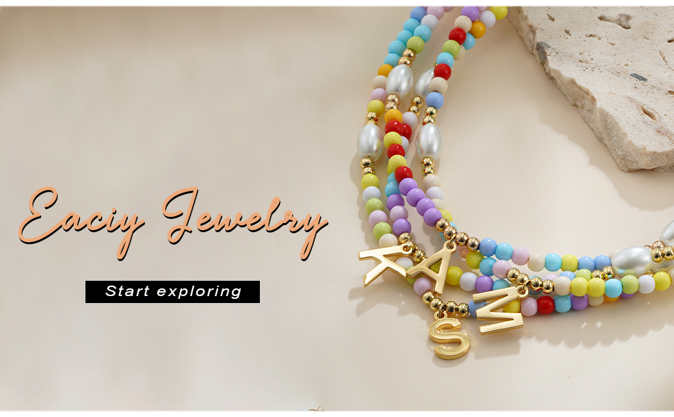 Colorful Beaded Initial Necklace
