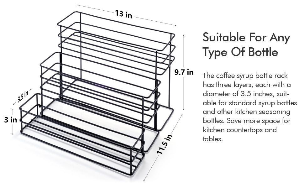 kimilus 12 Bottle Capacity Coffee Syrup Organizer 3 Tier
