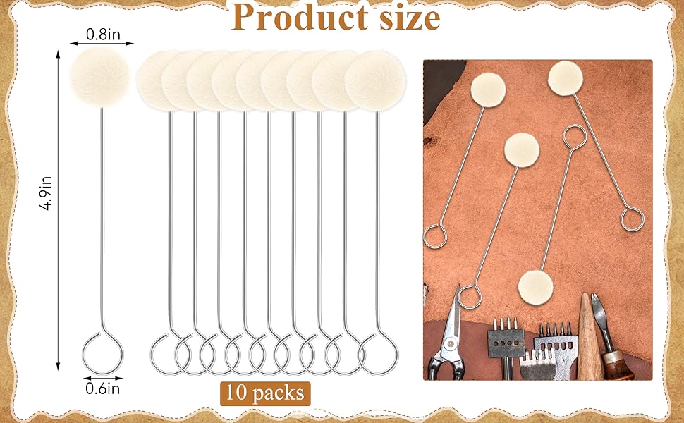 Wool Daubers Ball Brush with Metal Handle – Leather Dye Applicator Tool for Leather Crafting, Gluing