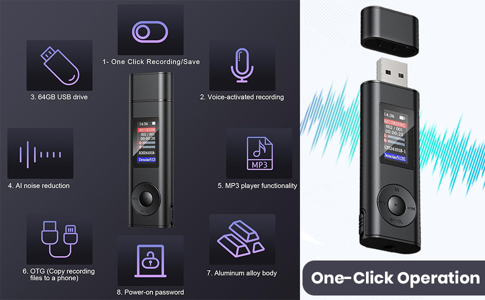 SPN-JGSP Audio Recording Device/Voice Recorder Mic Upto 50 Hours for Meetings/Lectures
