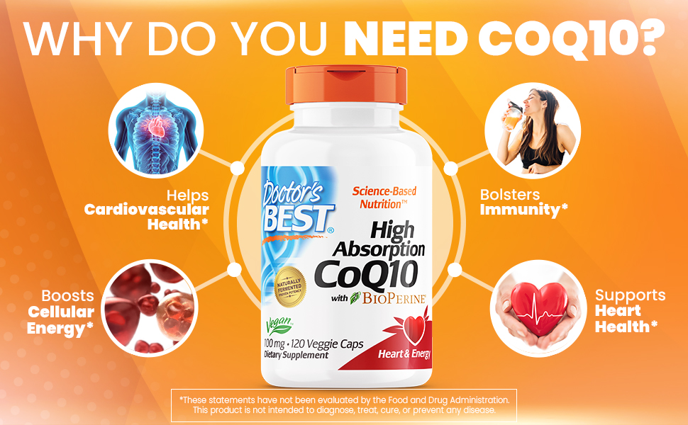 Doctor's Best High Absorption CoQ10 with Bioperine, Heart Health ...