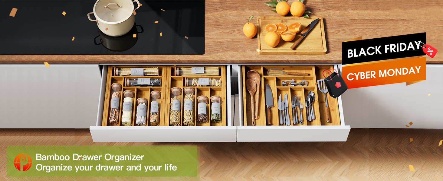Bamboo Expandable Drawer Organizer