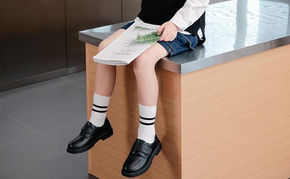 Black Boys Leather School Shoes