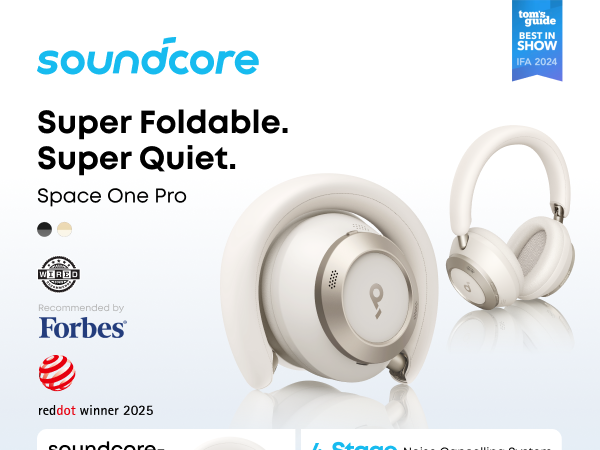 Amazon.com: Soundcore Space One Pro, FlexiCurve Over-Ear Headphone