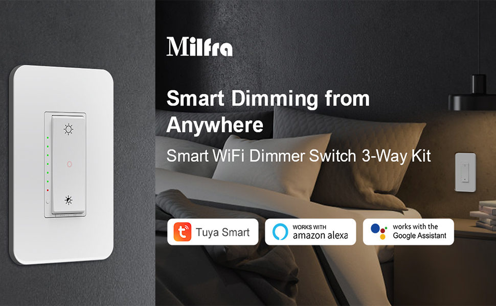 Smart Dimmer Switch 3 Way Smart Switch 2.4GHz WiFi Light Switch