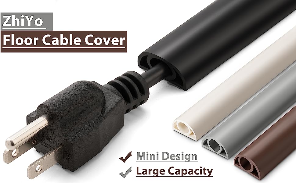 5ft Cord Cover Floor for Extension Cords, Floor Cable Cover Wire Cover to Protect Cables