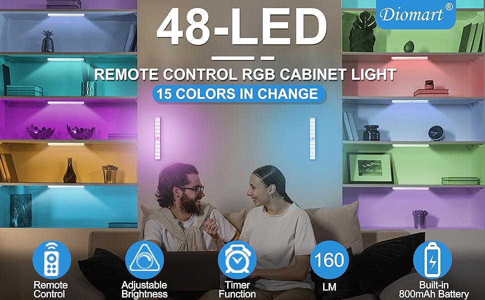 RGB LED Under Cabinet lighting 6 Pack