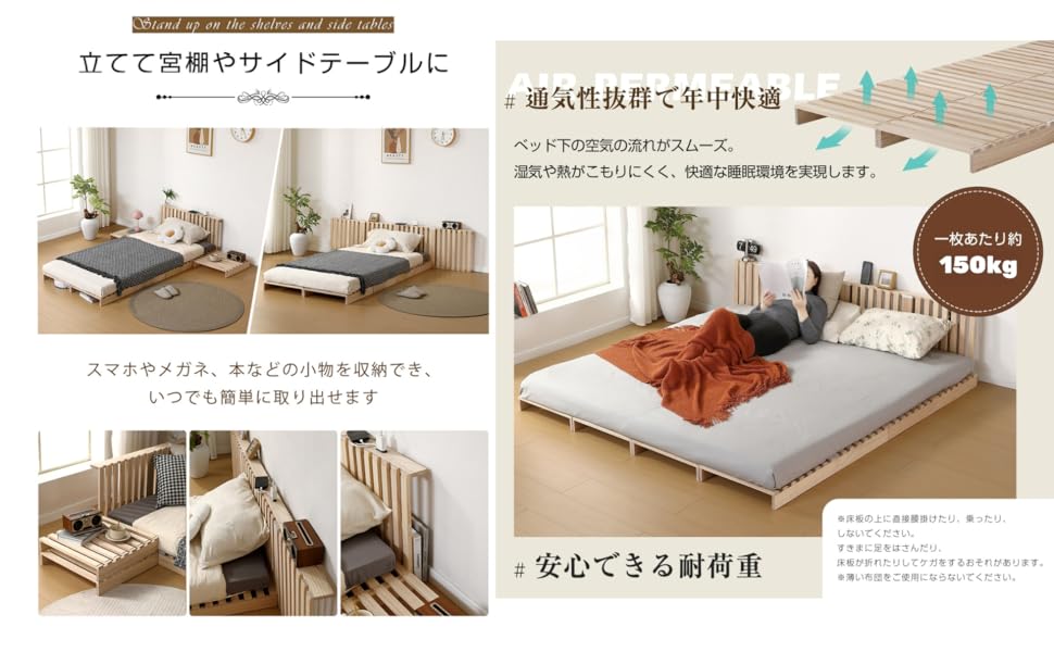 Amazon｜パレットベッド ベッドフレーム 8枚セット 天然パイン材