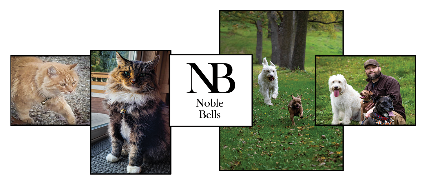 Noble Bells, Pair - Handmade in USA, Extra Loud Collar Bells for Cats and Dogs, Premium Brass and Nickel Silver 6 Brand Image