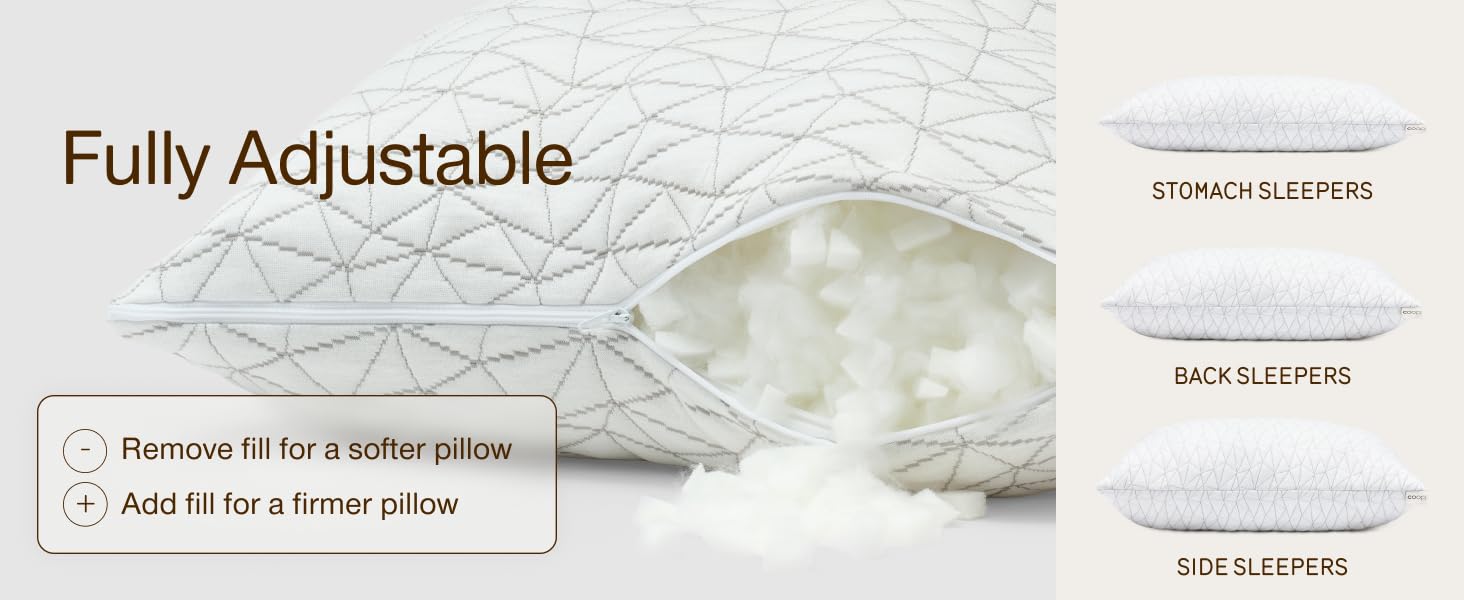 the original pillow coop memory foam fill adjustable soft comfy breathable comfortable bed pillow