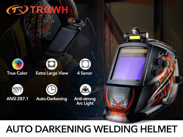TRQWH Auto Darkening Welding Helmet Large Viewing True Color