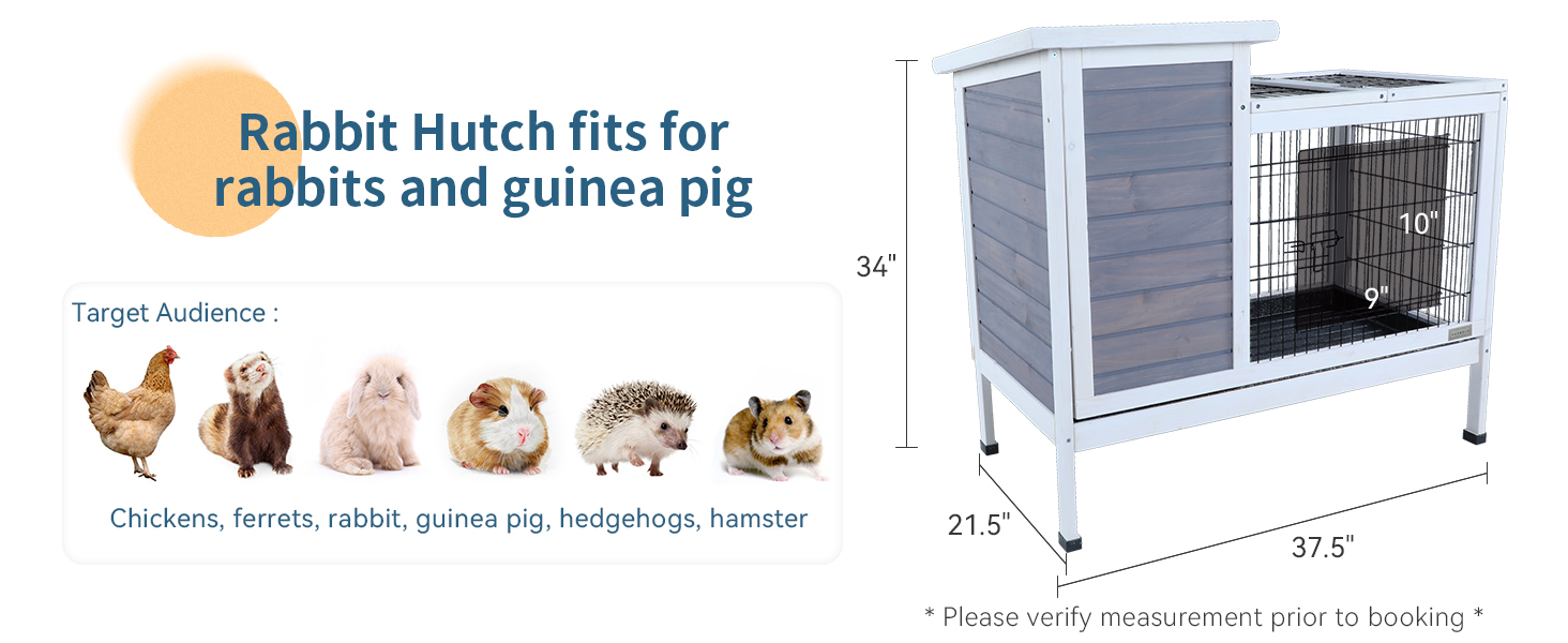 Petsfit Rabbit Hutch, Indoor Bunny Cage with Pull Out Tray, Guinea Pig