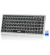 TECKNET Bluetooth Keyboard Rechargeable, 4-Device (2.4G+3BT) Wireless Keyboard, Ultra-Slim Quiet ...