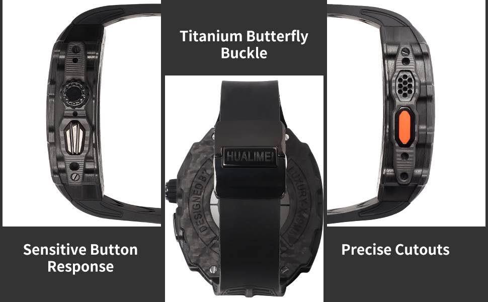 DGYSG Luxury Carbon Fiber Case with Fluoroelastomer Band