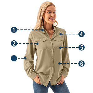 womens sun protection shirts camp shirts for women long sleeve button up women safari shirt women