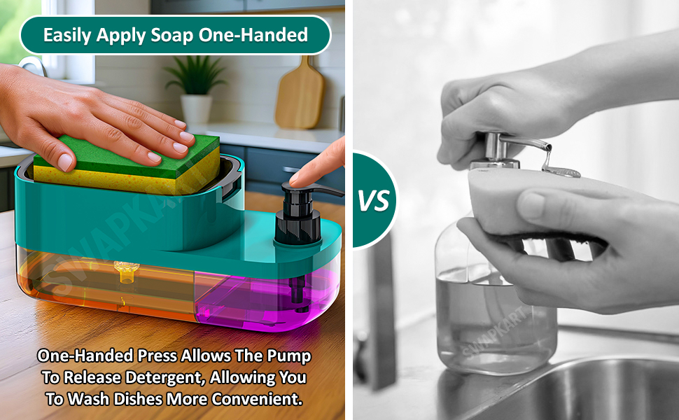 Soap Pump Dispenser Dish Soap Liquid Dispenser Sponge Holder Dish Soap Pump Dispenser for Kitchen