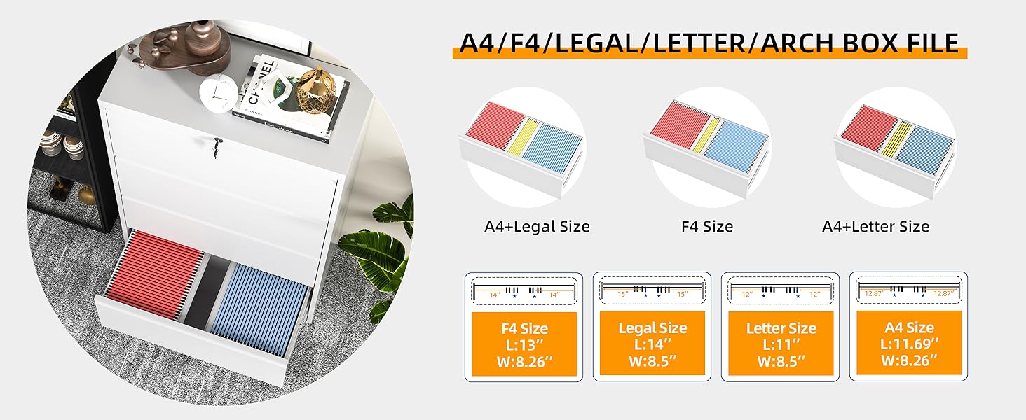 INTERGREAT 4 Drawer File White Lateral File