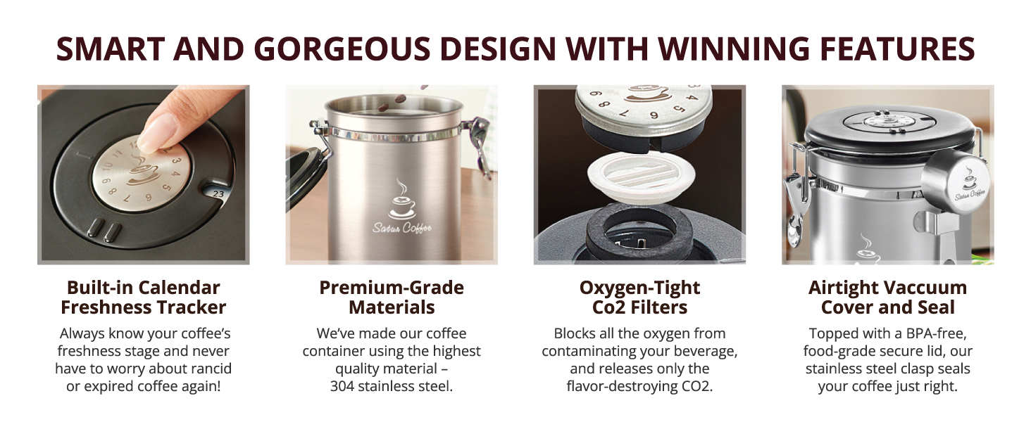 Coffee Canister Airtight Coffee Container Stainless Steel