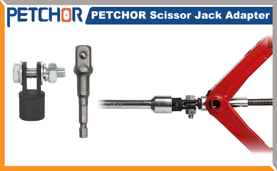 PETCHOR 1/2" Scissor Jack Adapter with Impact Drill