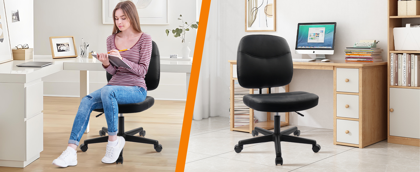 black leather vanity chair for women men adults