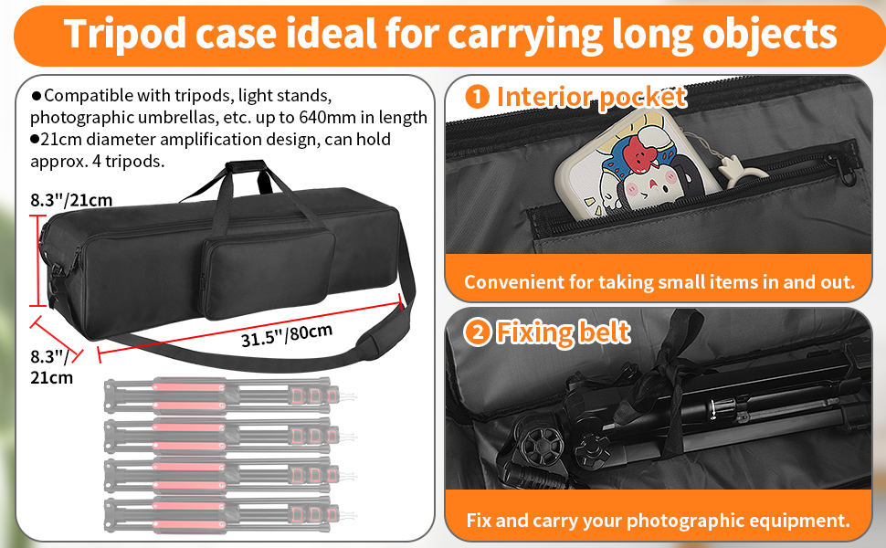 YAYOYA Tripod Carrying Case 31.5x8.3x8.3in Nylon Padded