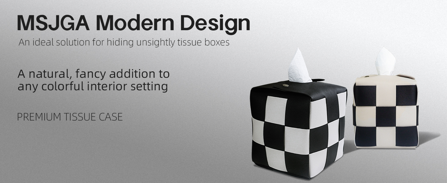 facial PU leather tissue box cover square decorative box kleenex holder checkerboard pattern home
